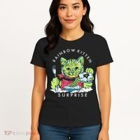 Rainbow Kitten Surprise Cute Eat Retro Animals Women's T-Shirt thumb 4
