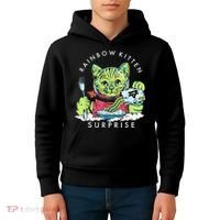 Rainbow Kitten Surprise Cute Eat Retro Animals Kids Hoodie thumb 4