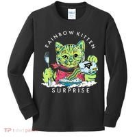 Rainbow Kitten Surprise Cute Eat Retro Animals Kids Long Sleeve Shirt thumb 0