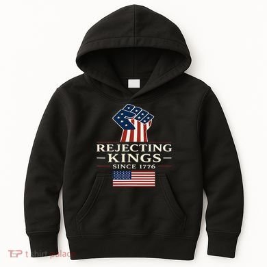 Rejecting Kings Since 1776 Hand Grip Design Kids Hoodie