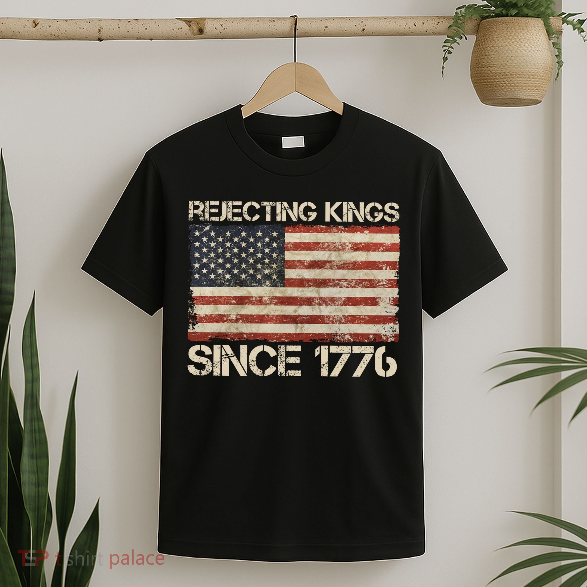 Rejecting Kings Since 1776 American Vintage Flag T-Shirt
