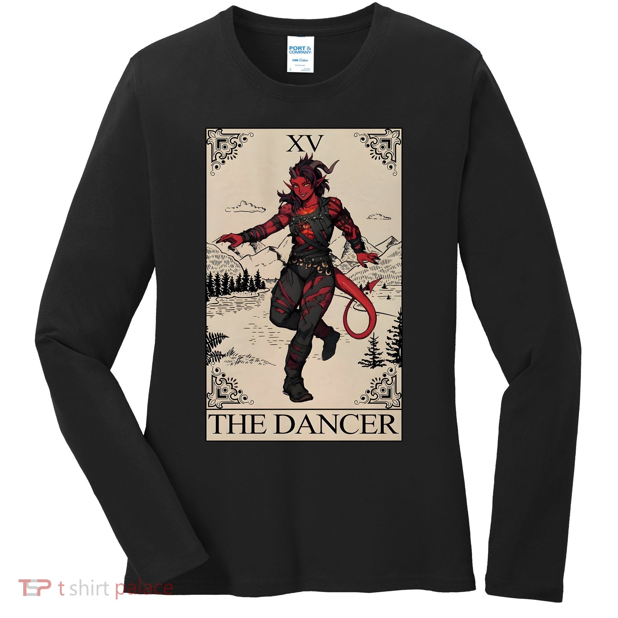Retro Karlach The Dancer Tarot Card Game Lover Women's Long Sleeve Shirt