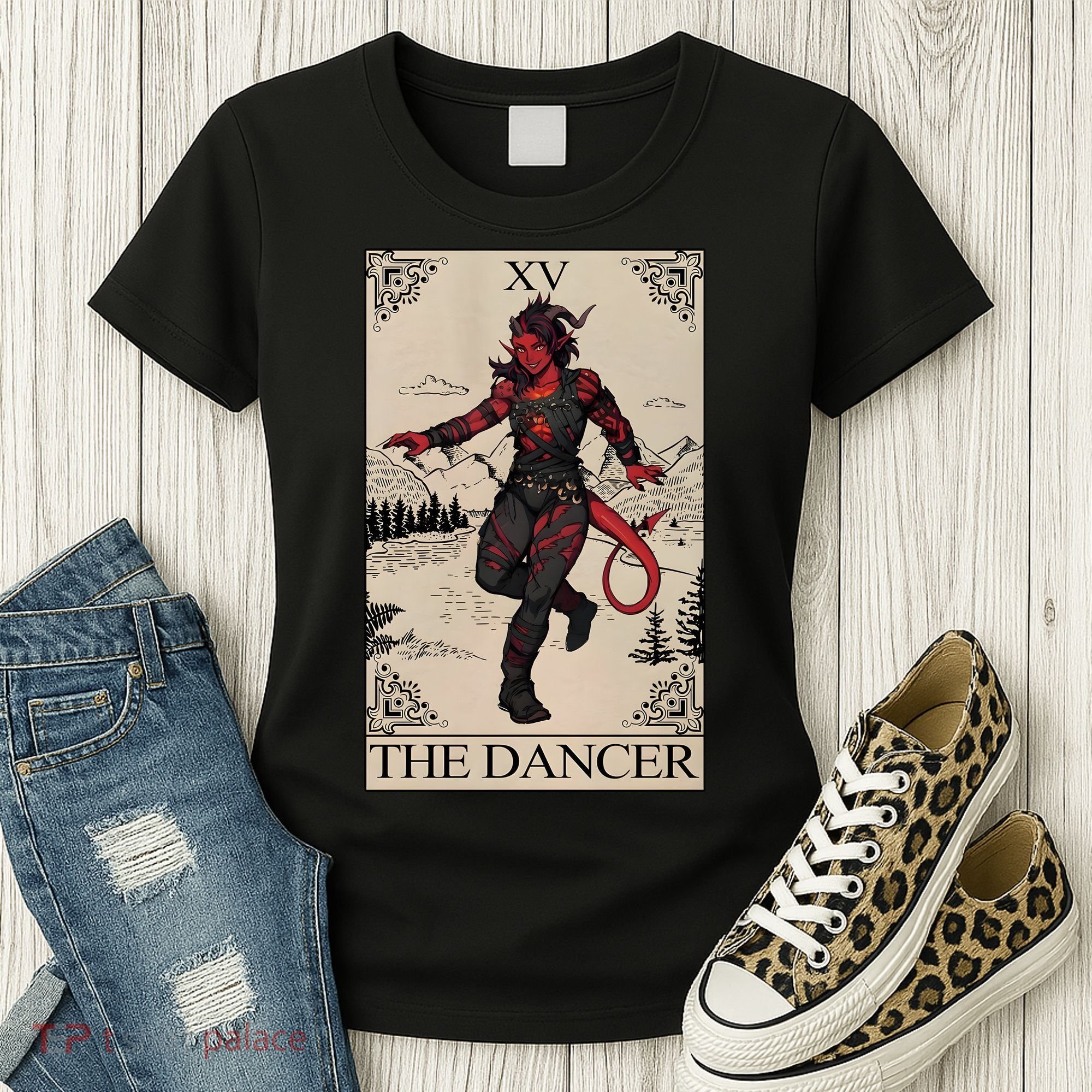 Retro Karlach The Dancer Tarot Card Game Lover Women's T-Shirt
