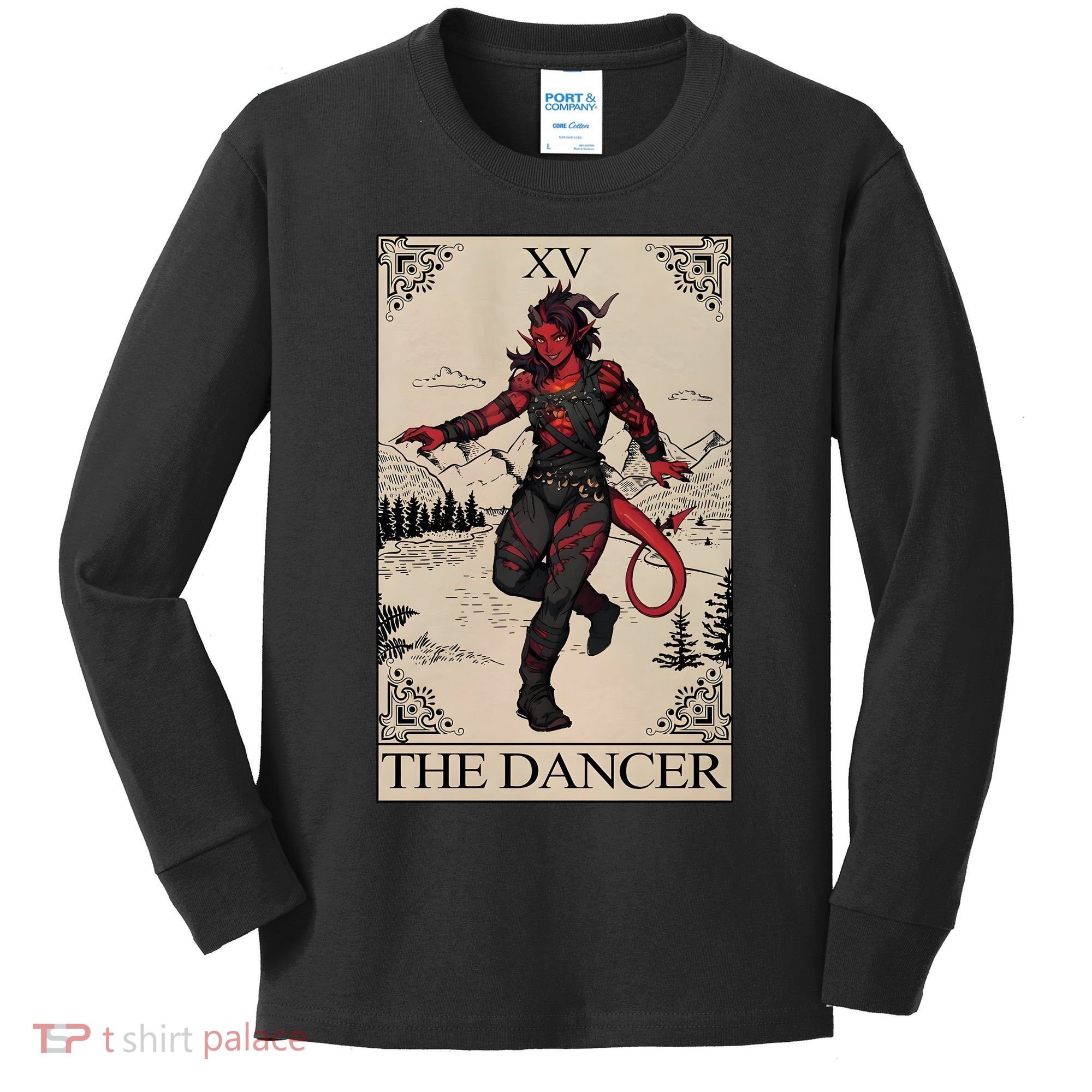 Retro Karlach The Dancer Tarot Card Game Lover Kids Long Sleeve Shirt
