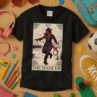 Retro Karlach The Dancer Tarot Card Game Lover Kids T-Shirt thumb 3