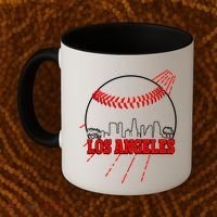 Retro Los Angeles Skyline Baseball Coffee Mug thumb 2