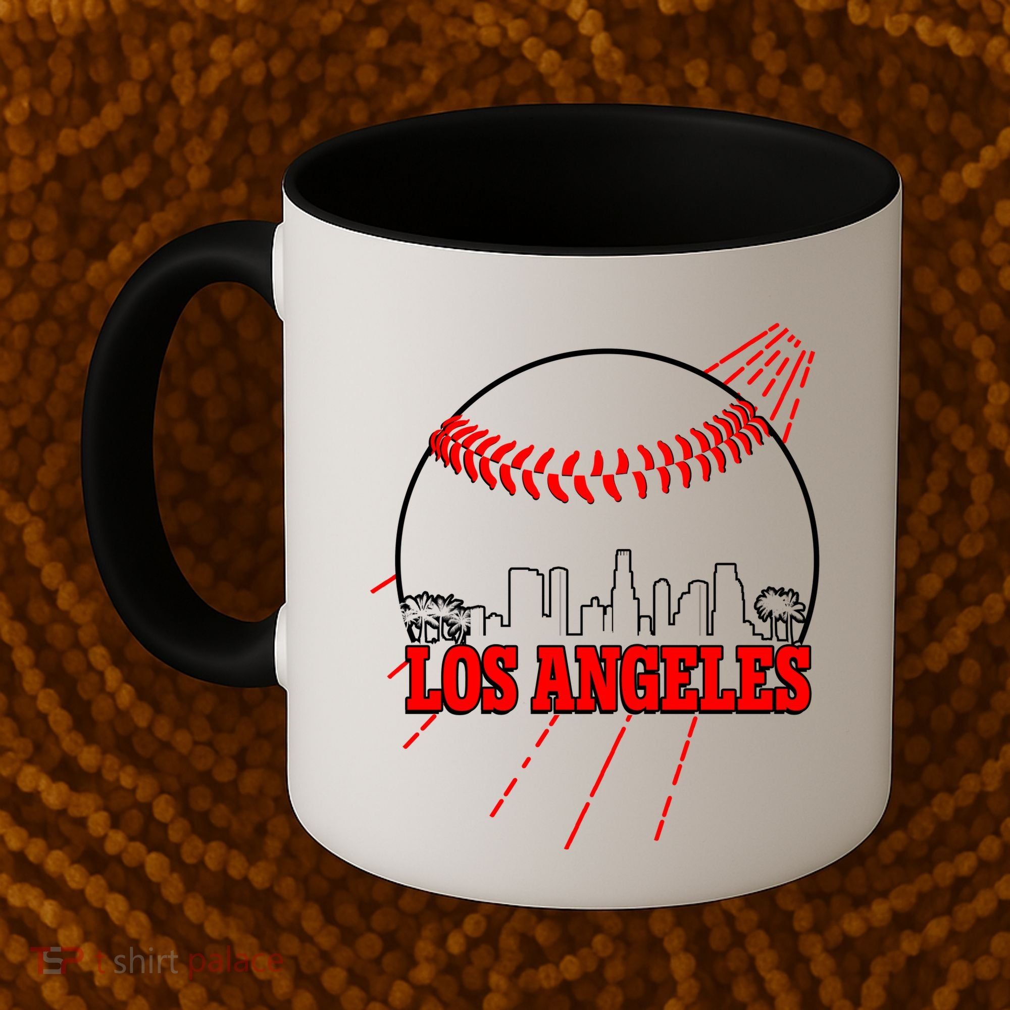 Retro Los Angeles Skyline Baseball Coffee Mug