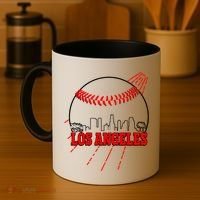 Retro Los Angeles Skyline Baseball Coffee Mug thumb 4