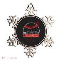 Retro Los Angeles Skyline Baseball Ornament thumb 0