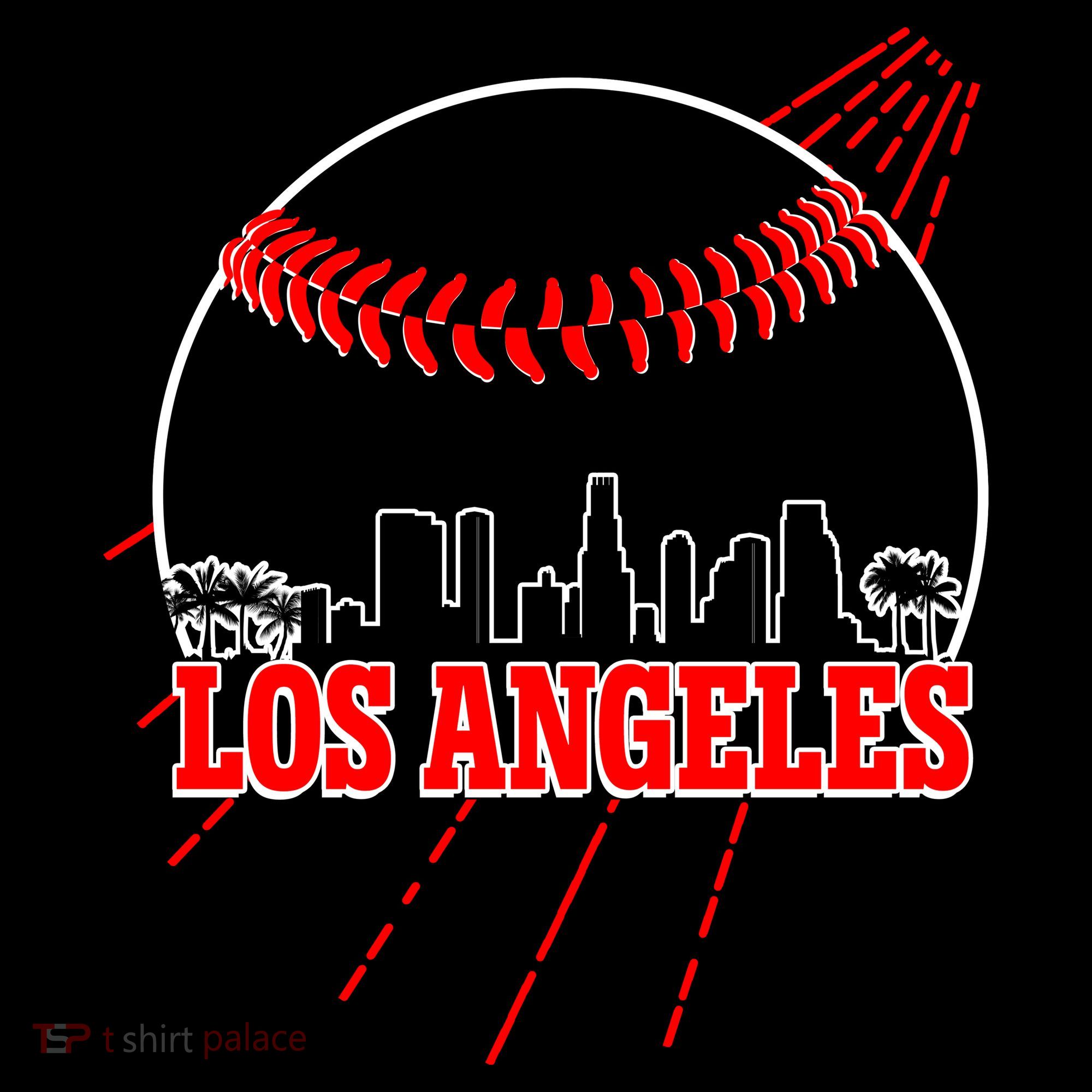 Retro Los Angeles Skyline Baseball Ornament