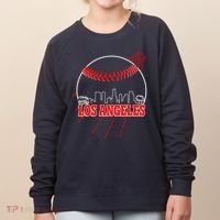 Retro Los Angeles Skyline Baseball Women's Sweatshirt thumb 0