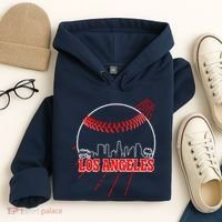 Retro Los Angeles Skyline Baseball Hoodie thumb 4