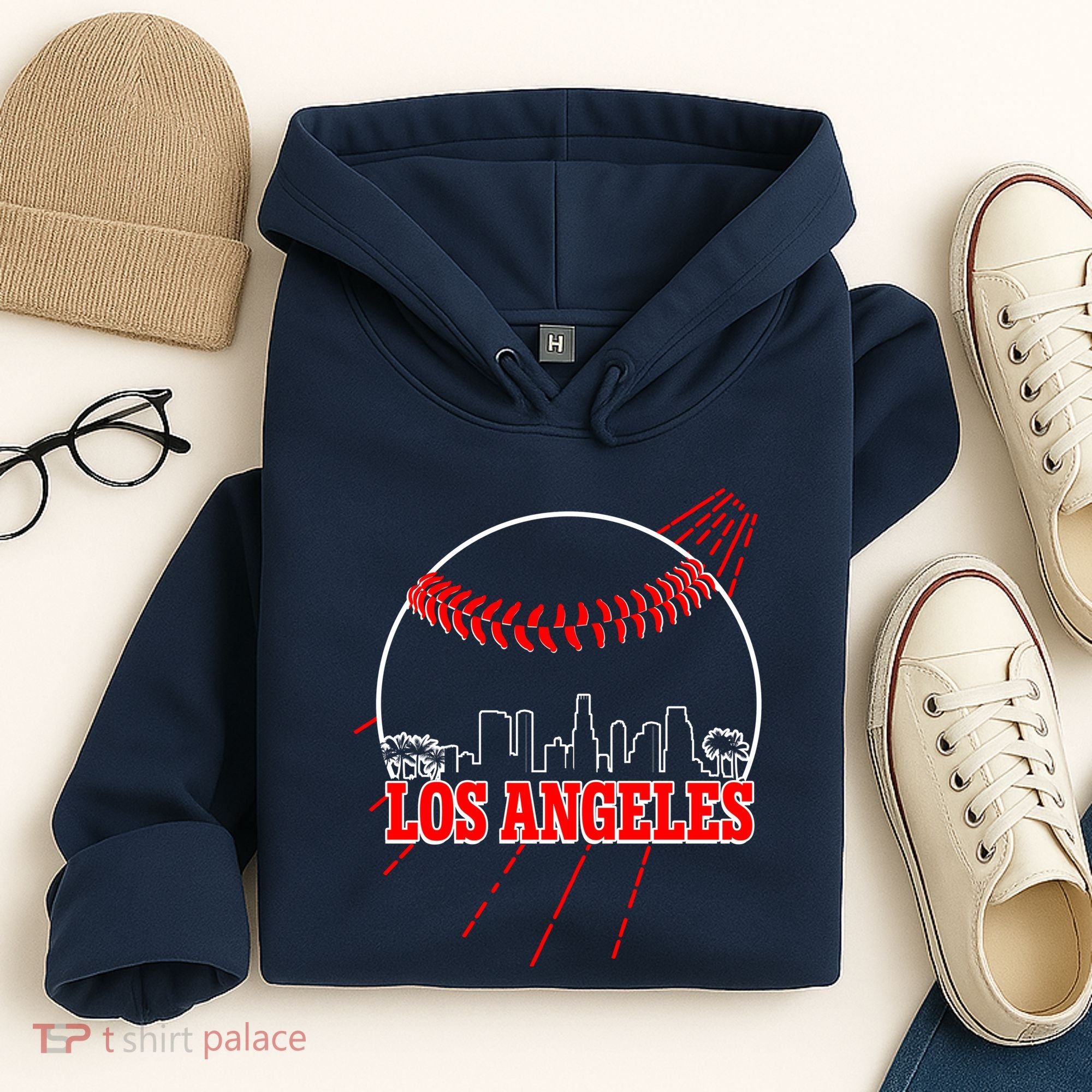 Retro Los Angeles Skyline Baseball Hoodie