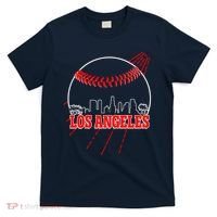 Retro Los Angeles Skyline Baseball T-Shirt thumb 0