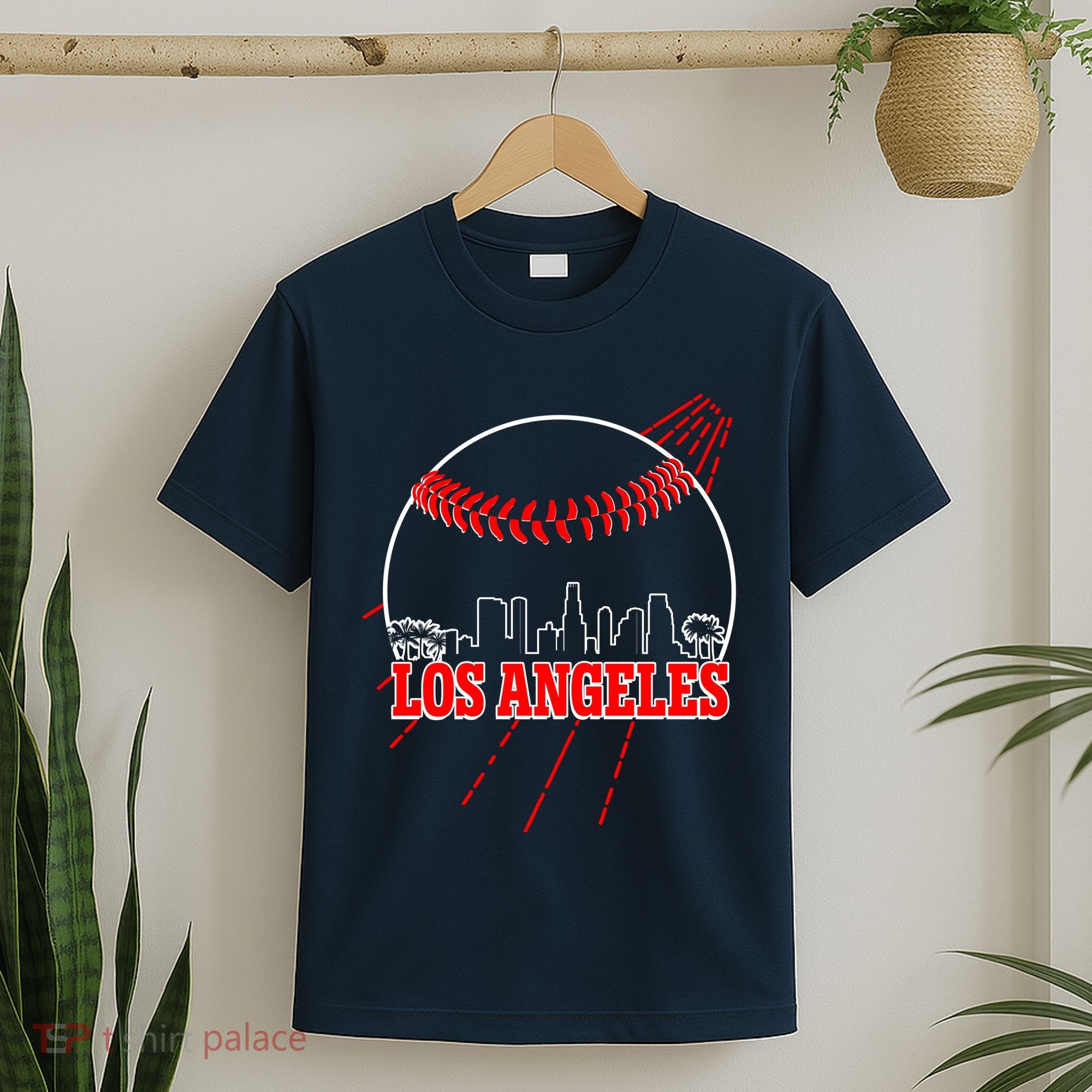 Retro Los Angeles Skyline Baseball T-Shirt