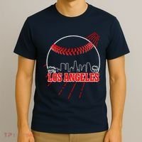 Retro Los Angeles Skyline Baseball T-Shirt thumb 3