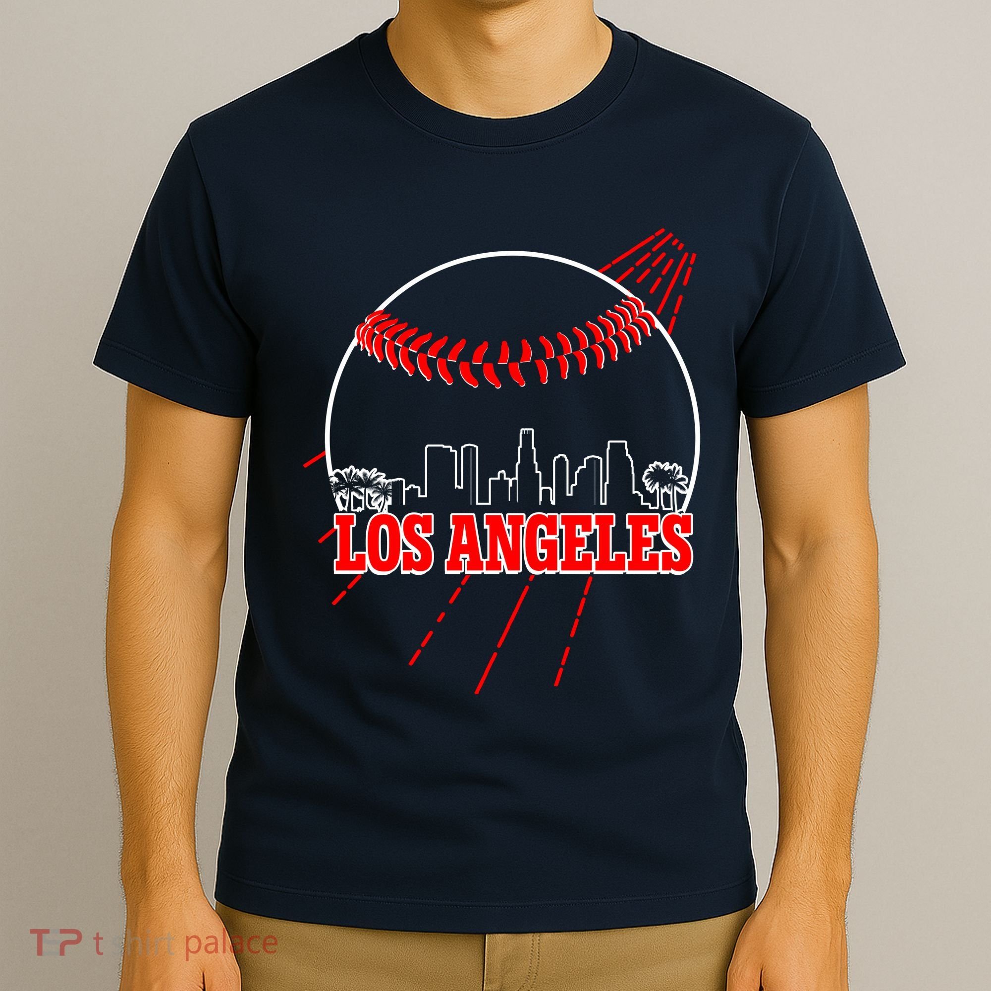 Retro Los Angeles Skyline Baseball T-Shirt