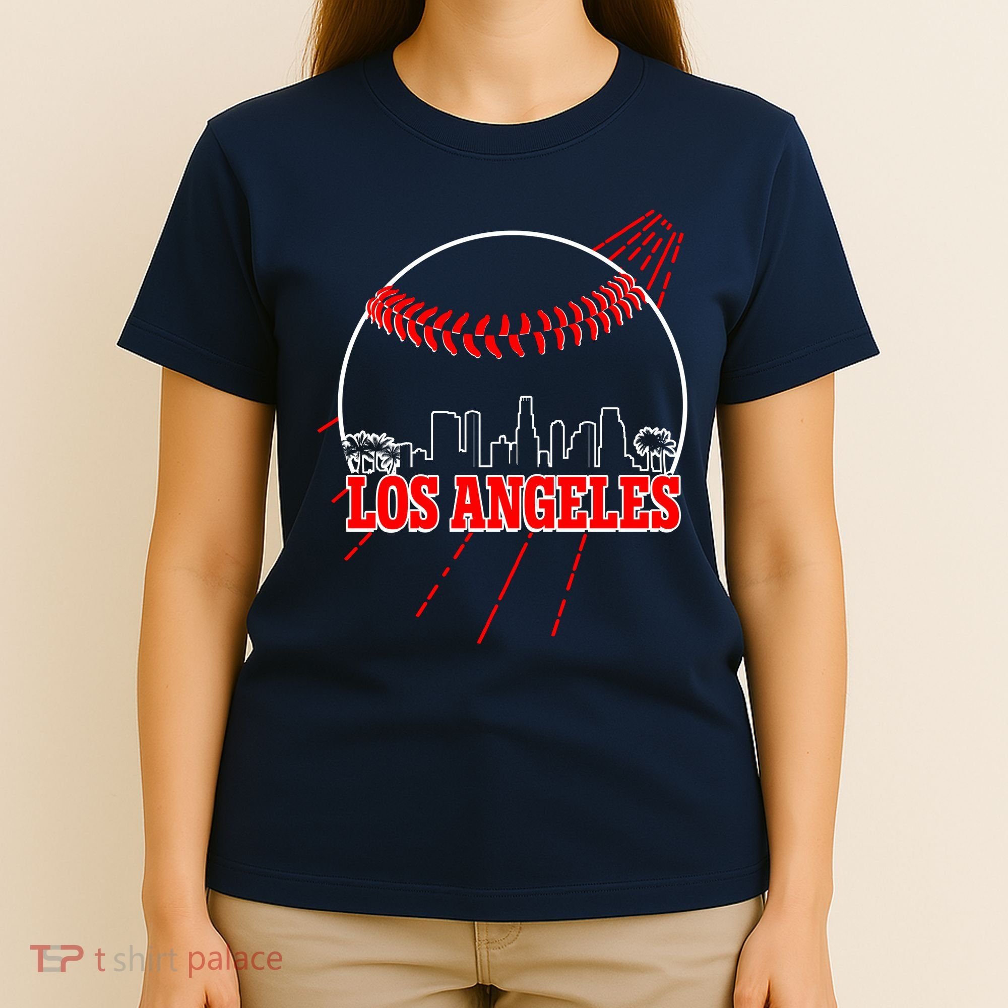 Retro Los Angeles Skyline Baseball T-Shirt