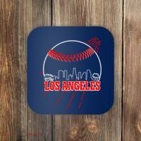 Retro Los Angeles Skyline Baseball Coaster thumb 0