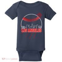 Retro Los Angeles Skyline Baseball Baby Bodysuit thumb 0