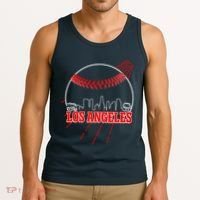 Retro Los Angeles Skyline Baseball Tank Top thumb 3