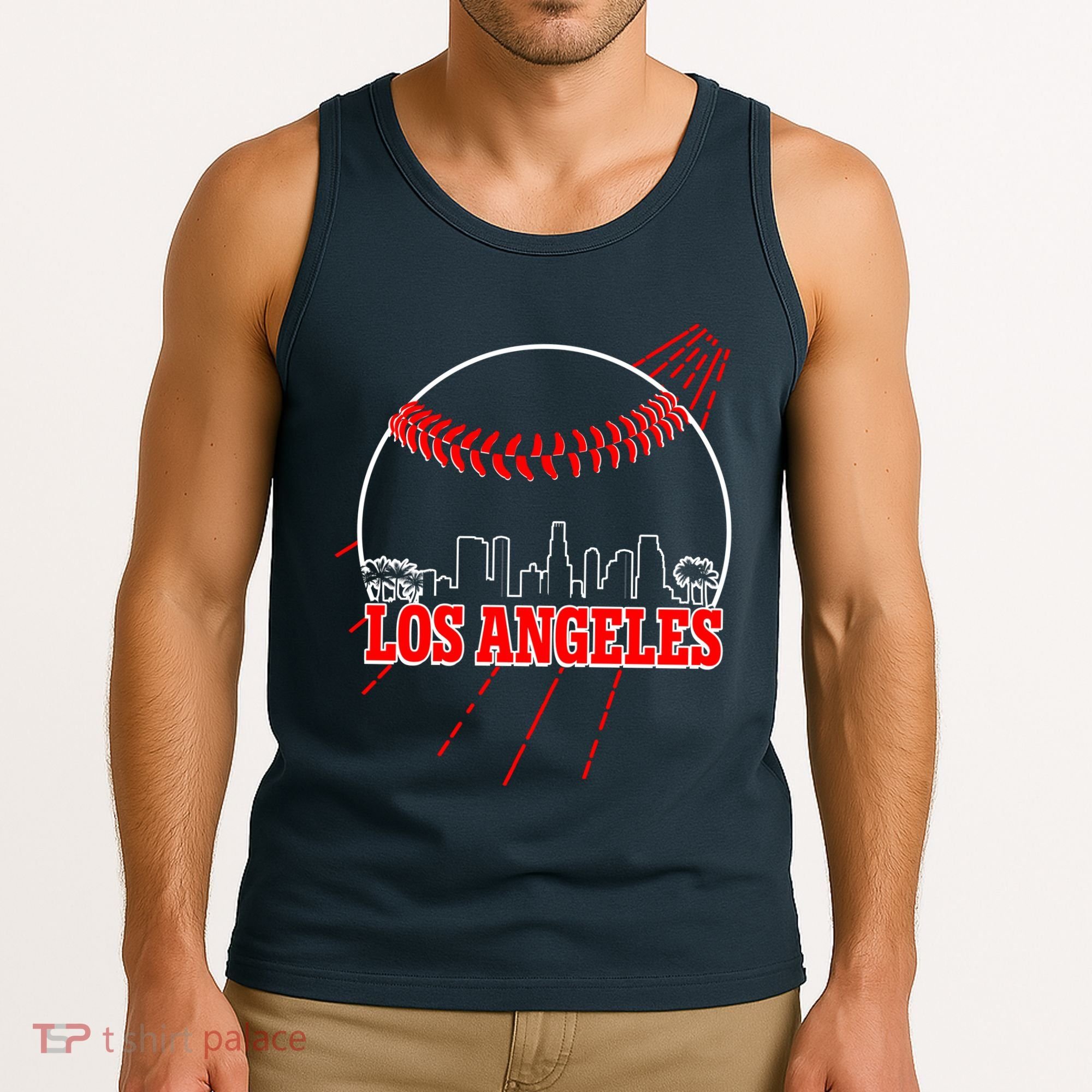 Retro Los Angeles Skyline Baseball Tank Top