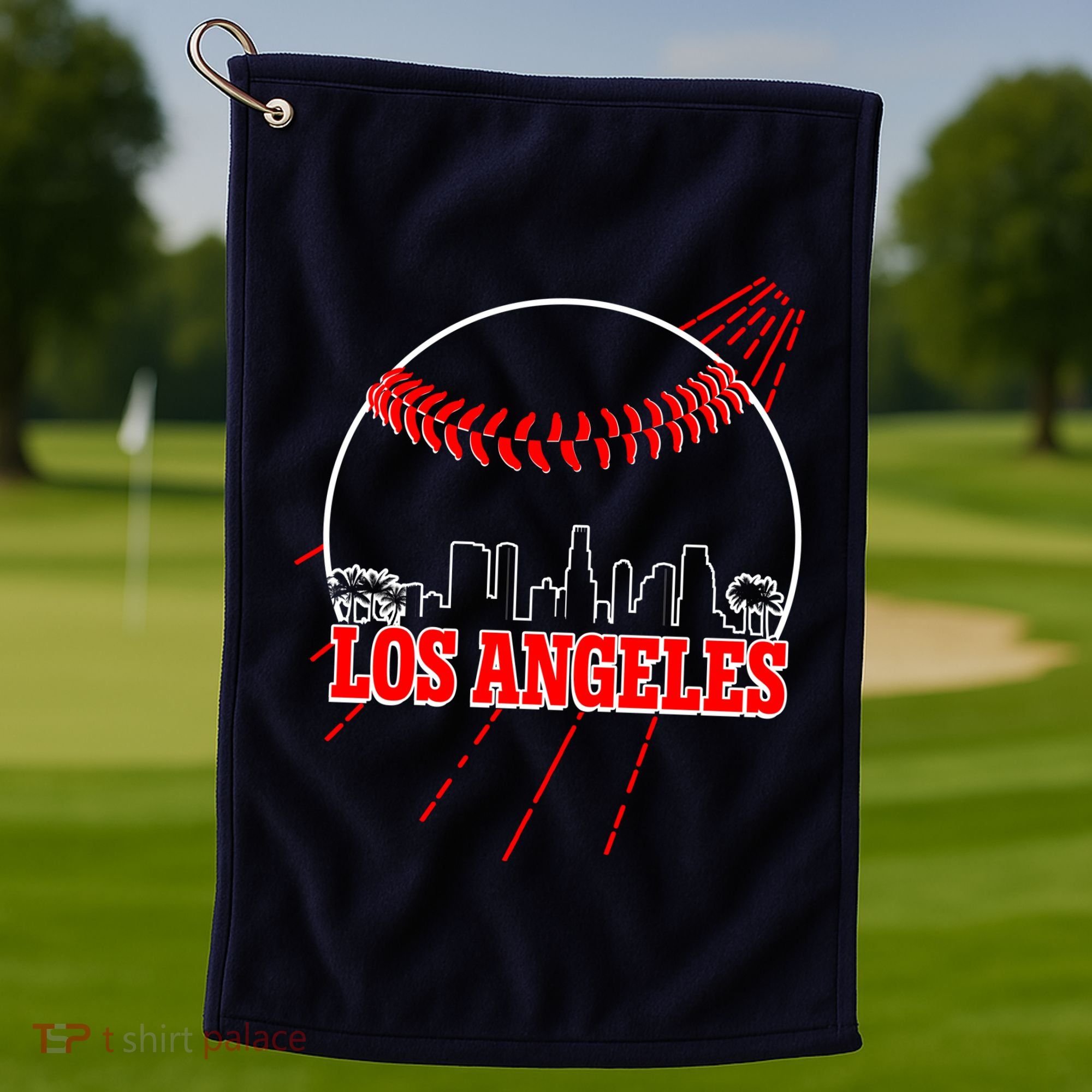 Retro Los Angeles Skyline Baseball Golf Towel