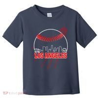Retro Los Angeles Skyline Baseball Toddler T-Shirt thumb 0