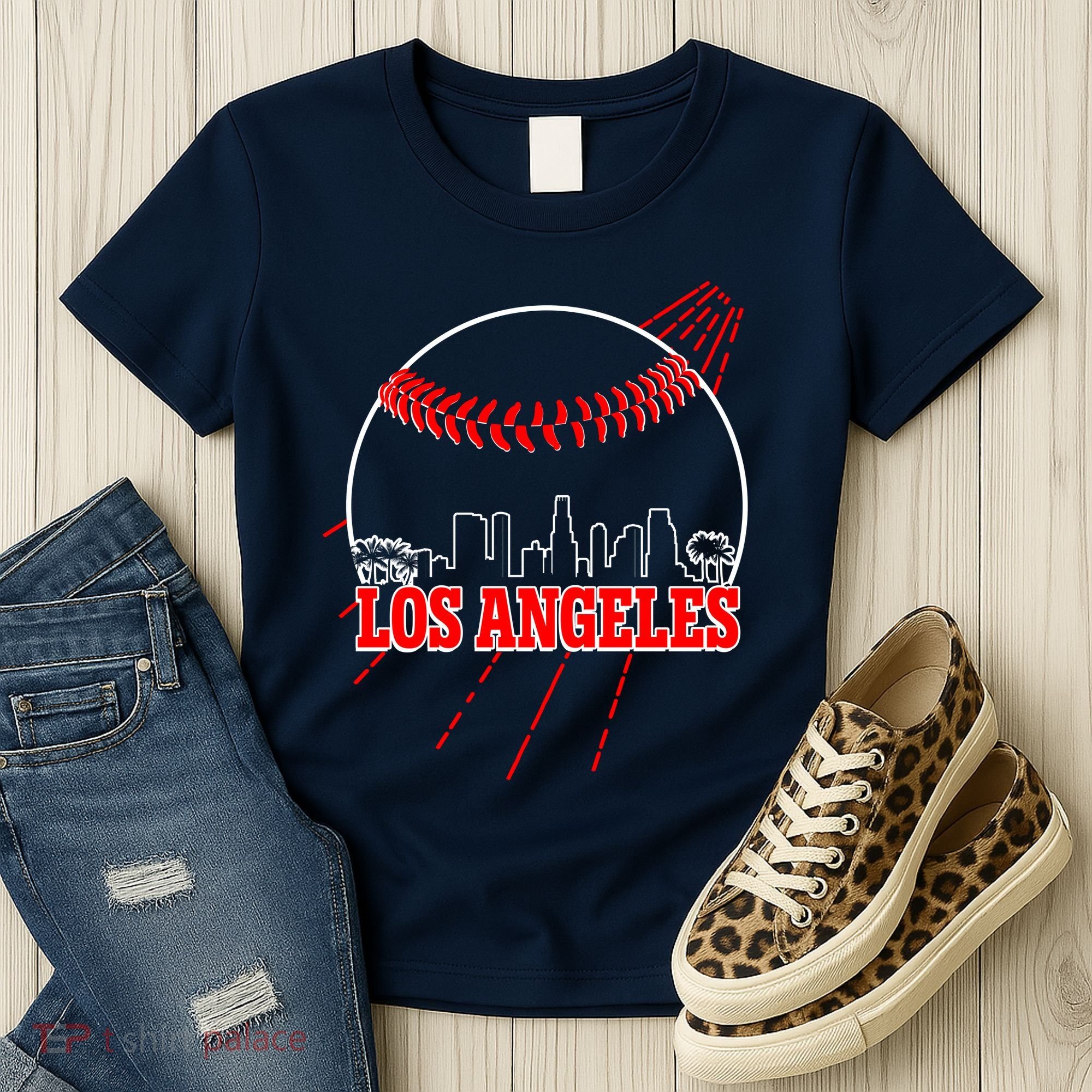 Retro Los Angeles Skyline Baseball Women's T-Shirt