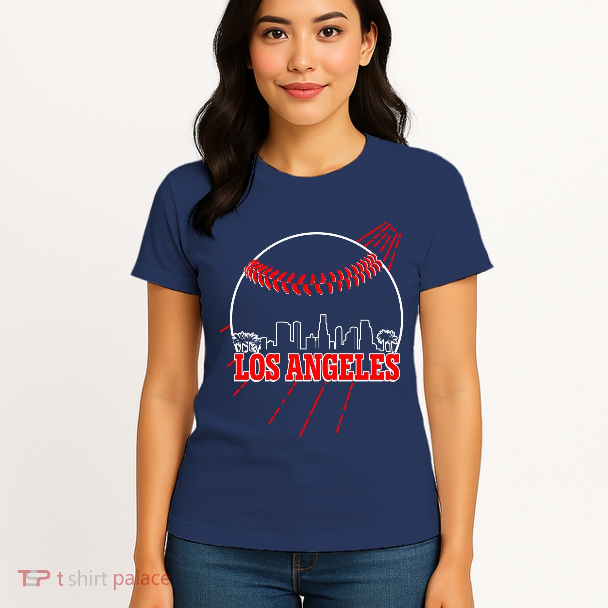Retro Los Angeles Skyline Baseball Women's T-Shirt