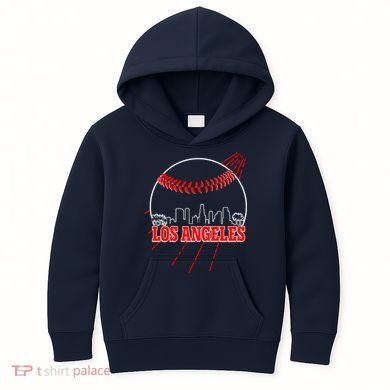 Retro Los Angeles Skyline Baseball Kids Hoodie