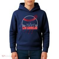 Retro Los Angeles Skyline Baseball Kids Hoodie thumb 4