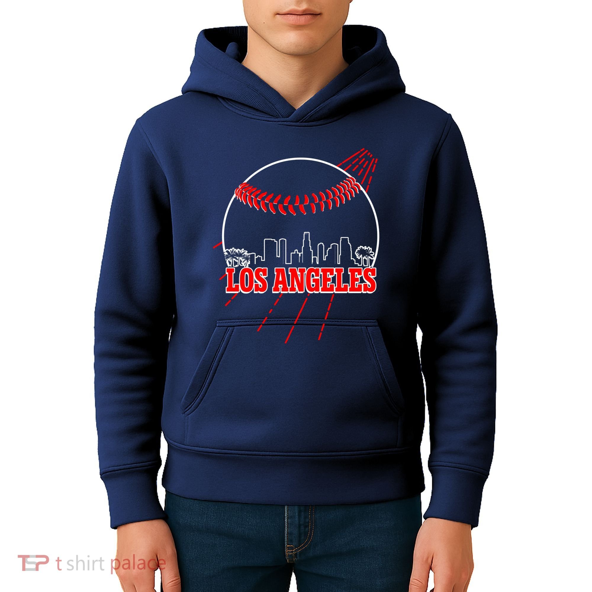Retro Los Angeles Skyline Baseball Kids Hoodie