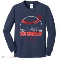 Retro Los Angeles Skyline Baseball Kids Long Sleeve Shirt thumb 0