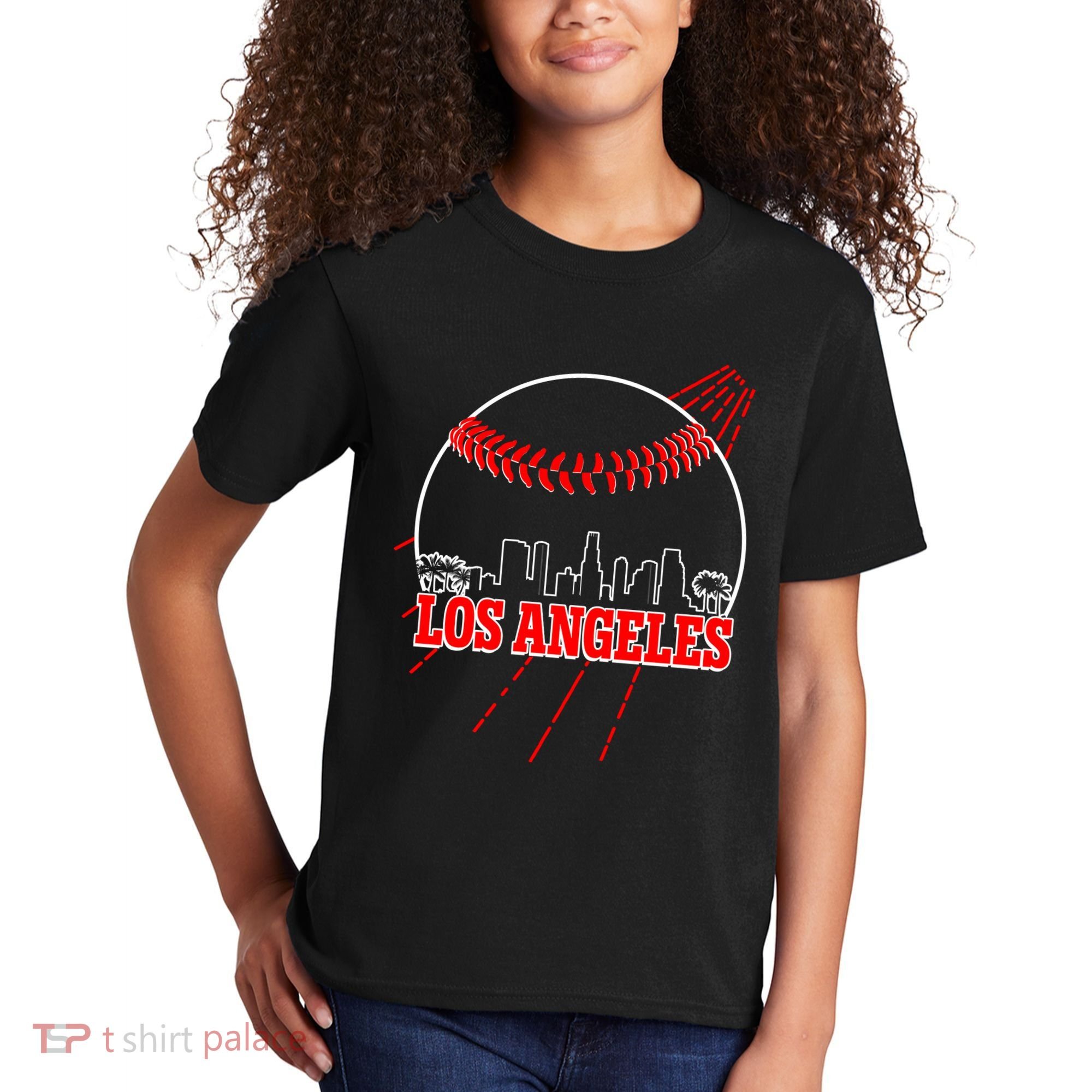 Retro Los Angeles Skyline Baseball Kids T-Shirt