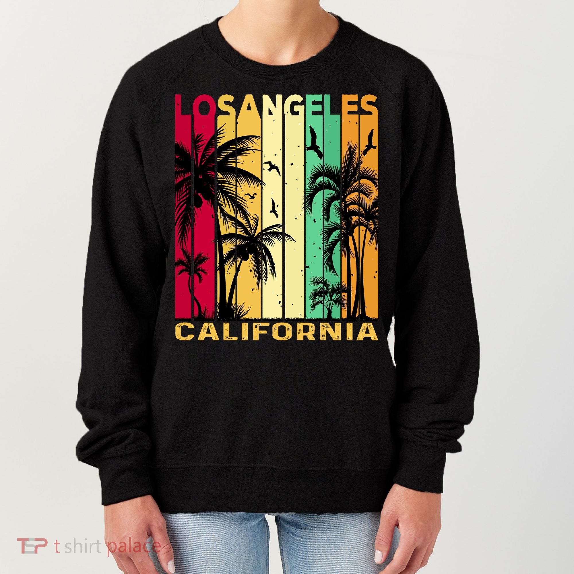 Retro Los Angeles California Palm Tree Stripes Women's Sweatshirt