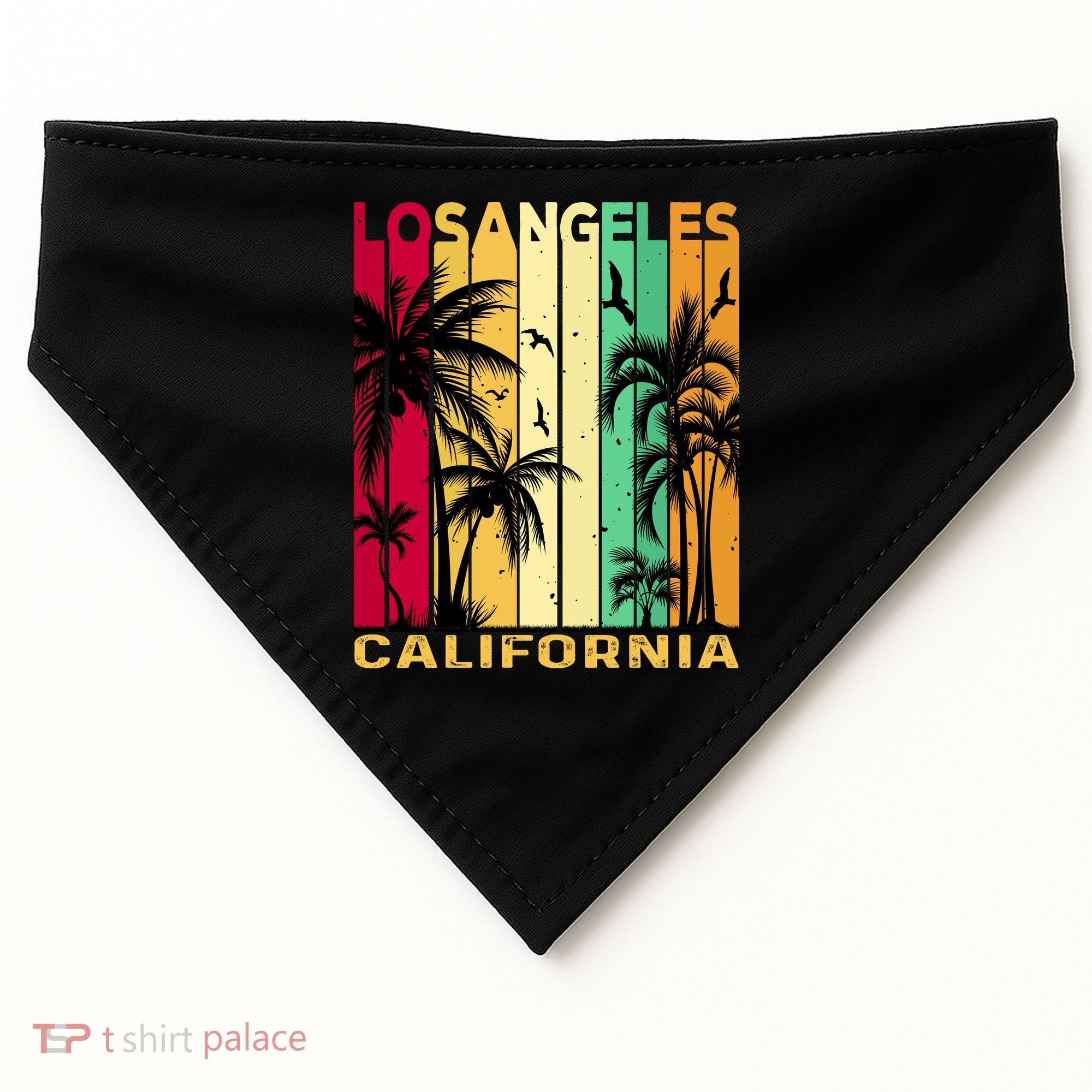 Retro Los Angeles California Palm Tree Stripes USA-Made Doggie Bandana