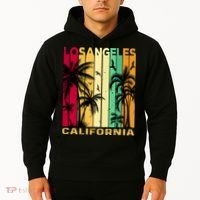 Retro Los Angeles California Palm Tree Stripes Hoodie thumb 2