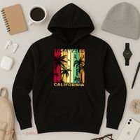 Retro Los Angeles California Palm Tree Stripes Hoodie thumb 3