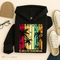 Retro Los Angeles California Palm Tree Stripes Hoodie thumb 4