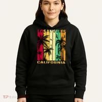 Retro Los Angeles California Palm Tree Stripes Hoodie thumb 5