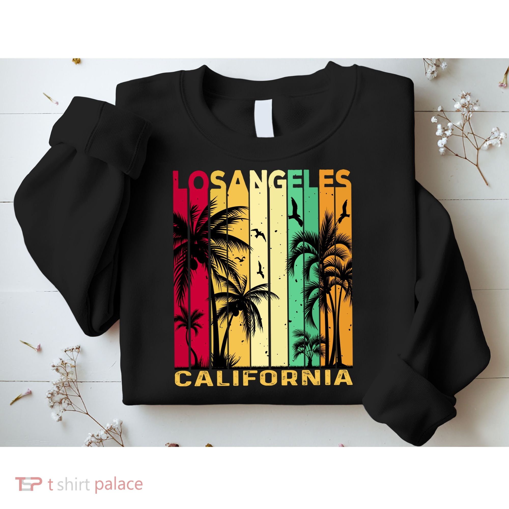 Retro Los Angeles California Palm Tree Stripes Sweatshirt