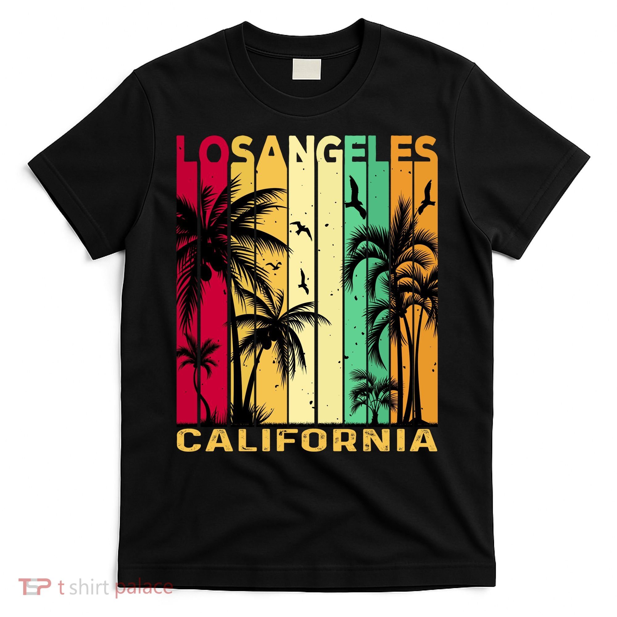 Retro Los Angeles California Palm Tree Stripes T-Shirt