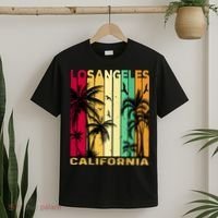 Retro Los Angeles California Palm Tree Stripes T-Shirt thumb 2