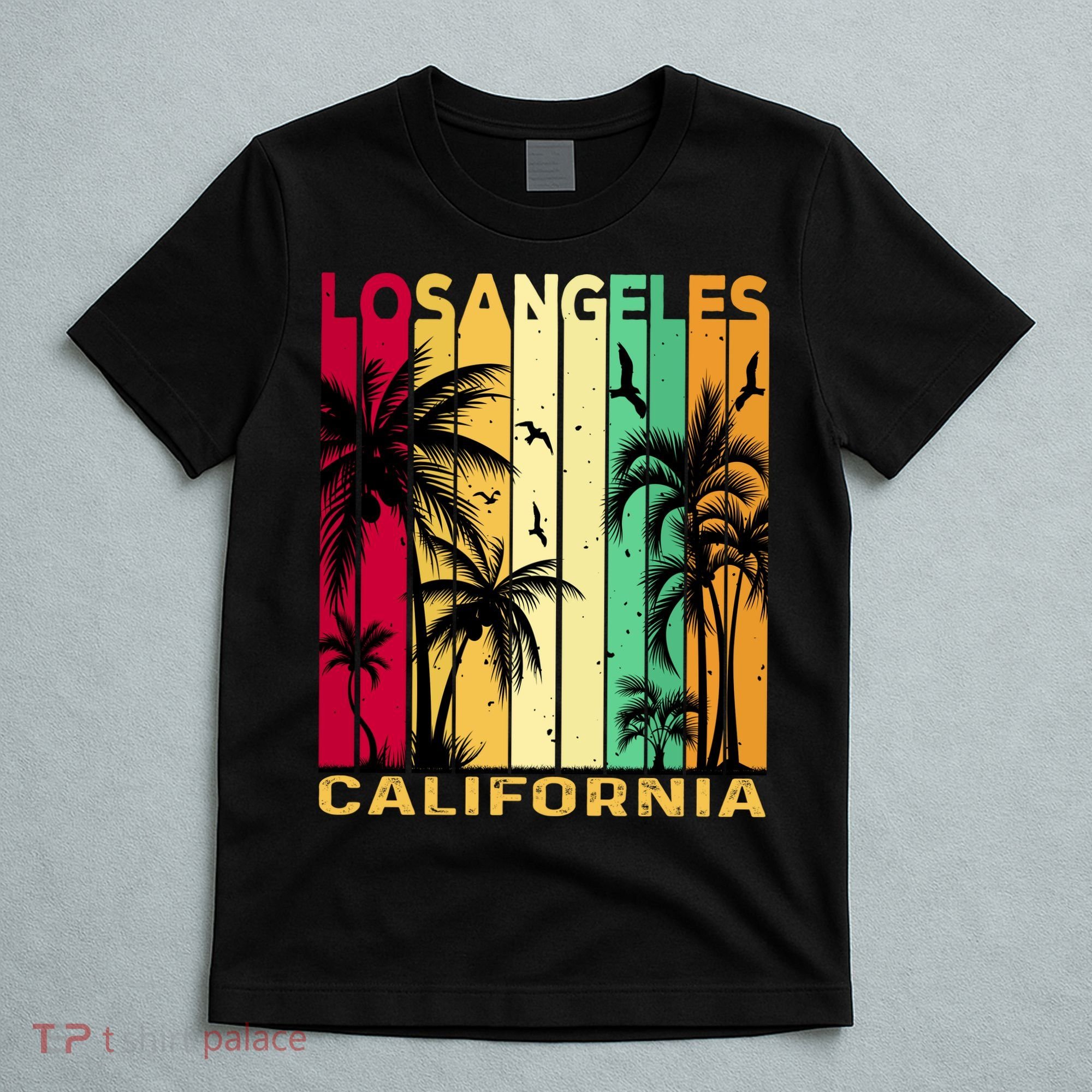 Retro Los Angeles California Palm Tree Stripes T-Shirt