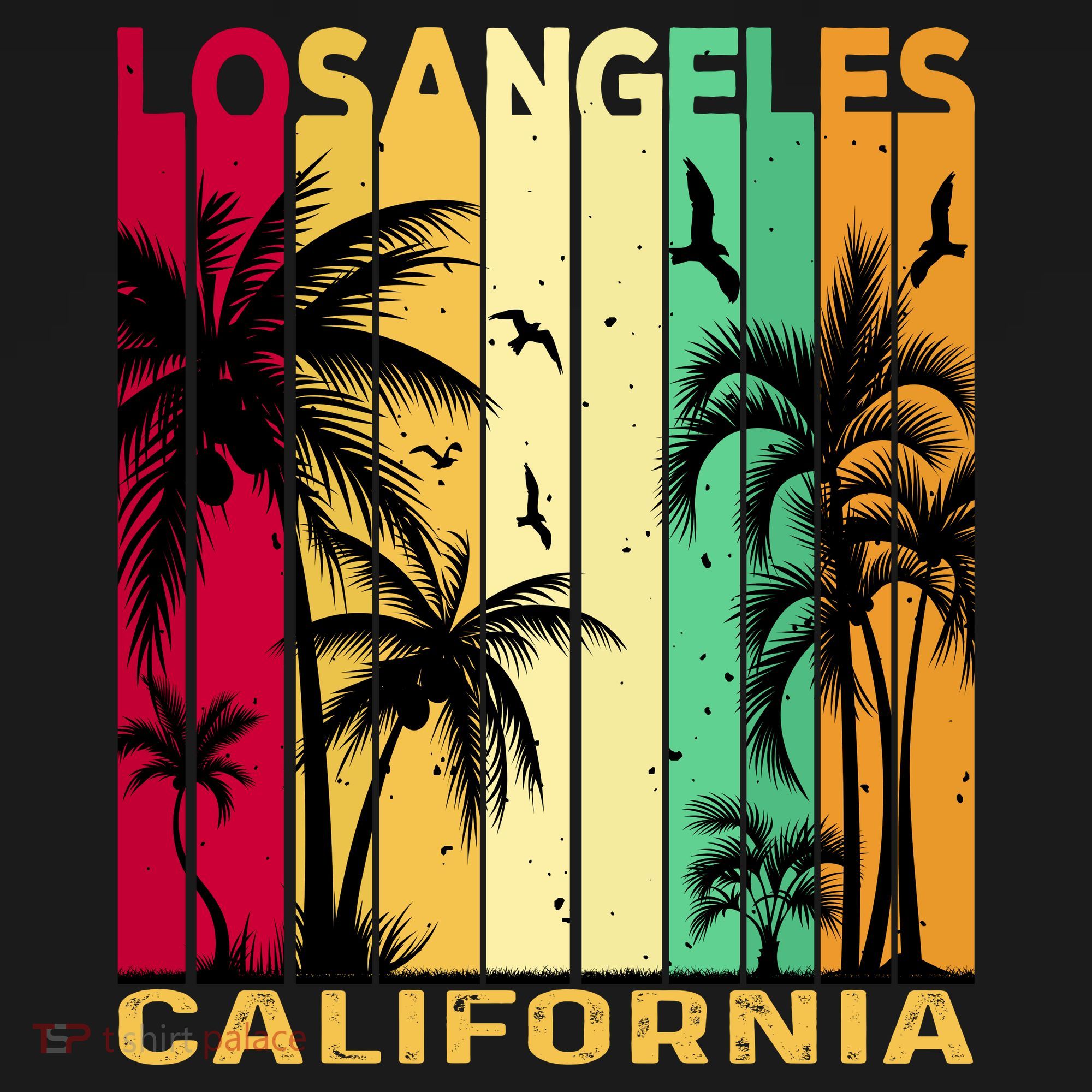 Retro Los Angeles California Palm Tree Stripes T-Shirt