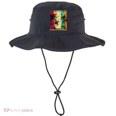 Retro Los Angeles California Palm Tree Stripes Bucket Hat