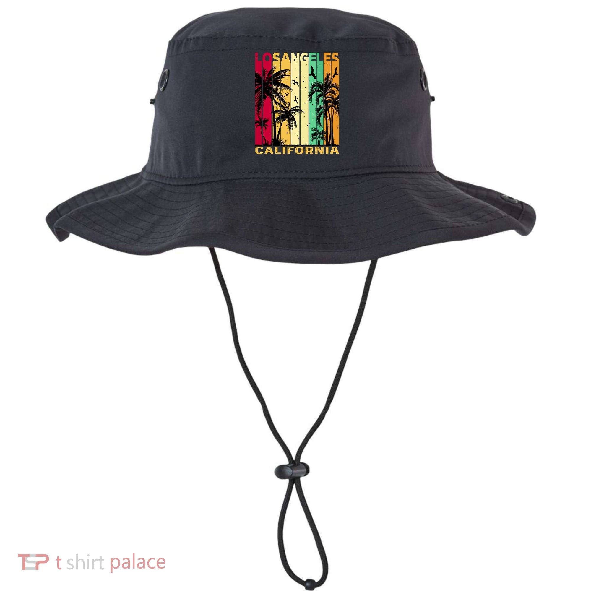 Retro Los Angeles California Palm Tree Stripes Bucket Hat