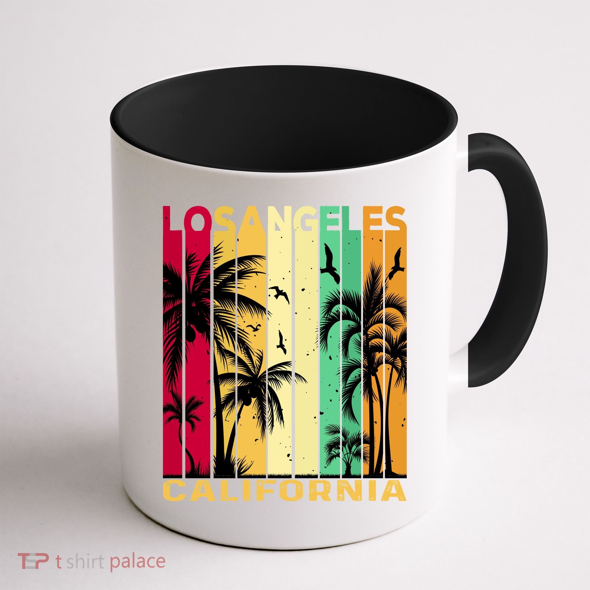 Retro Los Angeles California Palm Tree Stripes Coffee Mug