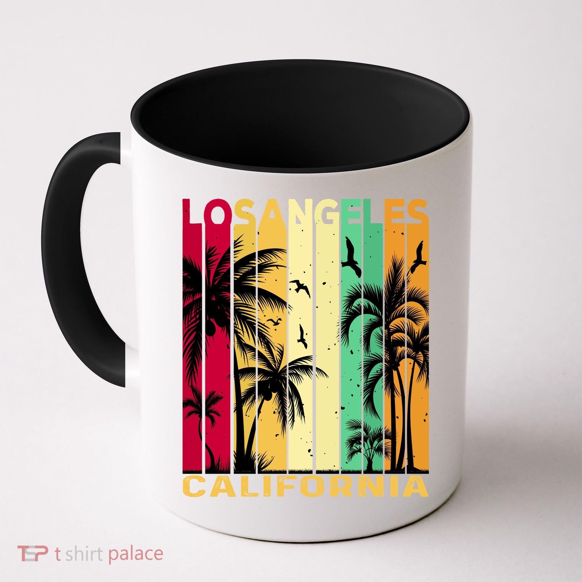 Retro Los Angeles California Palm Tree Stripes Coffee Mug